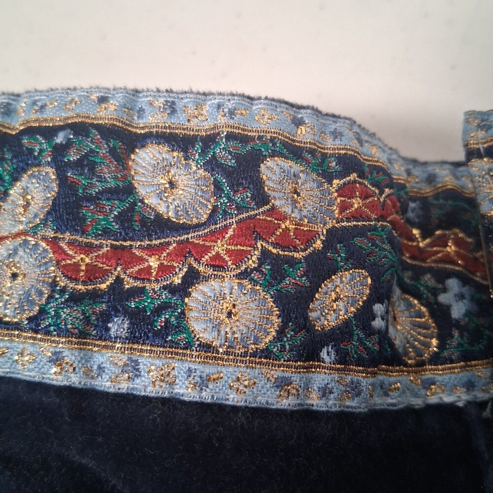 Vintage Y2K Mary Kate And Ashley Olson Velvet Pants Girls 6X Blue Floral Trim - Picture 8 of 11